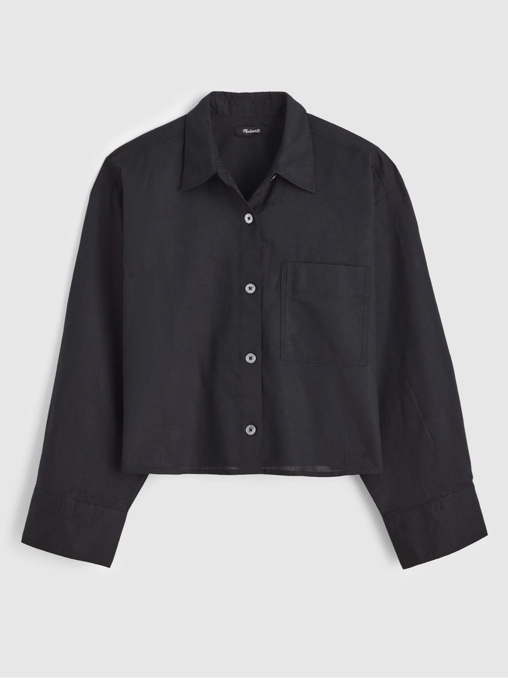 Madewell Straight-Hem Shirt Linen Cotton Blend Black XXS Oversized NWT 2026 - Picture 7 of 11